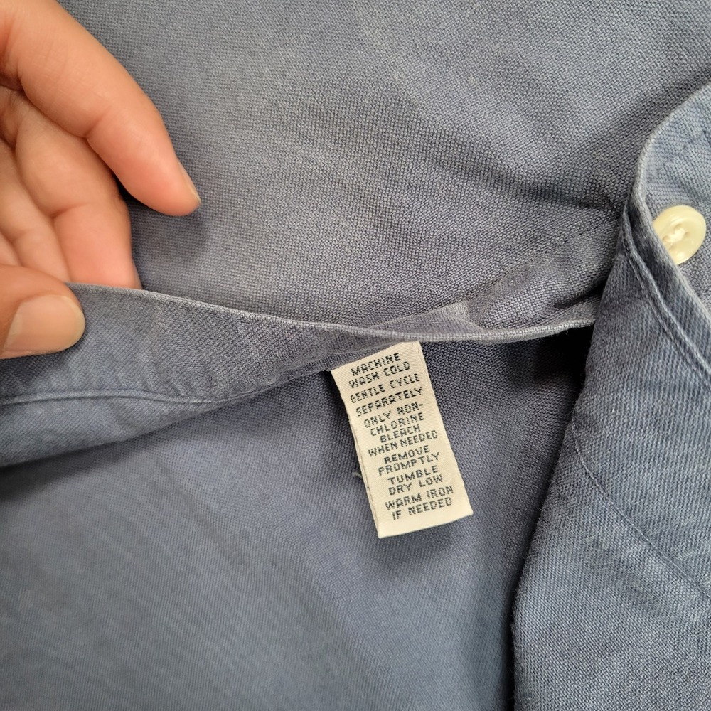 Ralph Lauren Mens Custom Fit Oxford Button Down Shirt Large Blue Long Sleeve - Picture 7 of 9